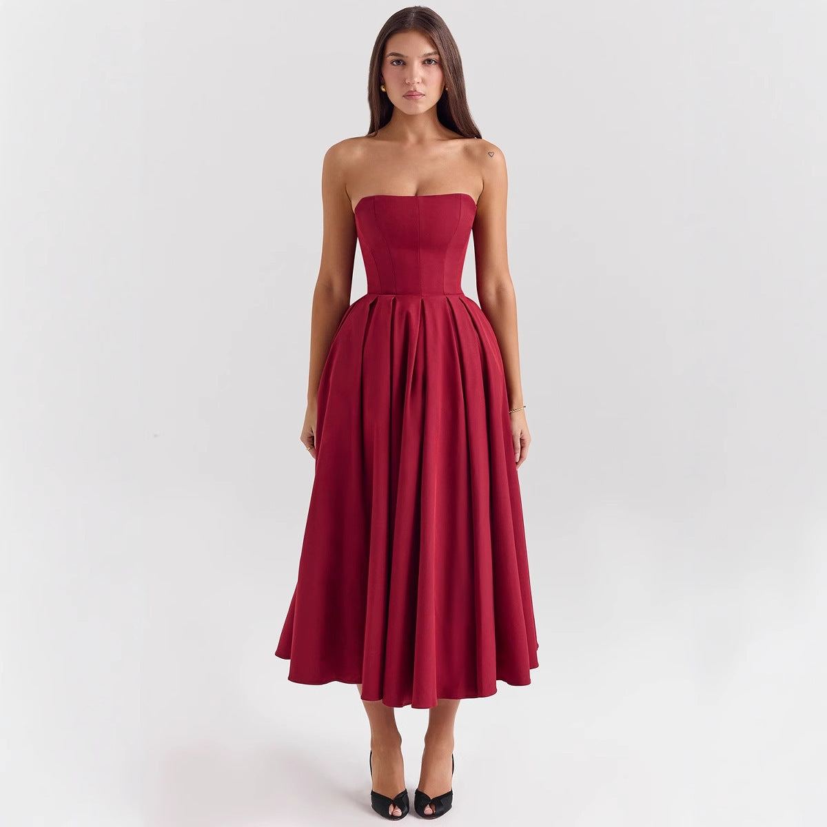 Summer Outfit High-end Fishbone Bustier Pure Desire Style Hot Girl Bodycon Backless Midi Dress