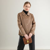 Autumn And Winter New Polo Collar Solid Color Coat For Women