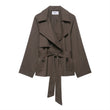 Fashion Design Lapel Belt Wind-breaker Coat