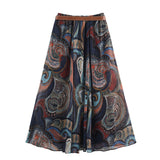 Women's Belt With Metallic Thread Print Skirt