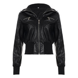 Retro Workwear Zipper Leather Jacket Coat