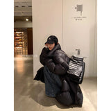 Black Mid-length Women's Thick Warm Design Down Jacket