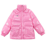 Pink Glossy Down Cotton-padded Jacket Women's Mid-length 2025 New