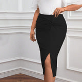 Women's Stretchy High Waist Slit Bodycon Office Skirt