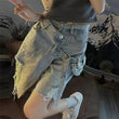 Irregular Ripped Denim American High Street Hot Girl Shorts