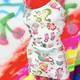 Millennium Hot Girl Cartoon Digital Printing Low Waist Mini Skirt