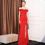 Women's Off-shoulder Slim-fit Elegant Ladies Banquet Dinner Long Fish Tail Skirt