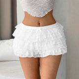 European And American Sexy Fashion Comfortable New Nine-layer Lace Bow Shorts