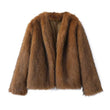 Elegant Polyester Fur Overcoat Coat