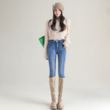 Fleece Padded Denim High Waist Tights