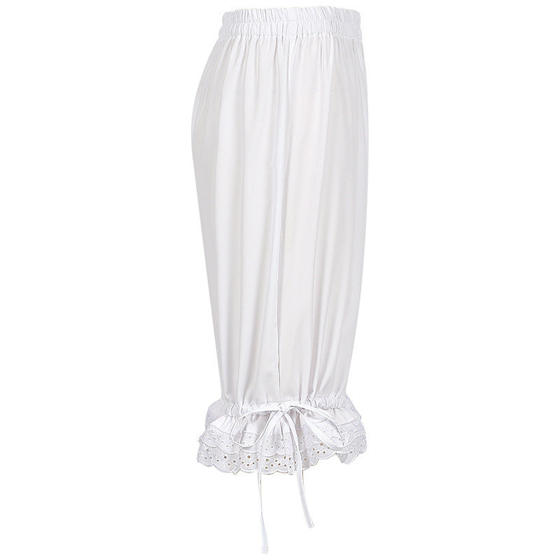 European And American Solid Color Lace Loose Women's Pants Bloomers Lace Shorts Large Size