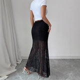 New Lace High Waist Flattering Sheath Slimming Dress Fall Winter Skirt