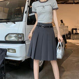 Large Size Gray Skirt Women's High Waist Slimming Line Skirt