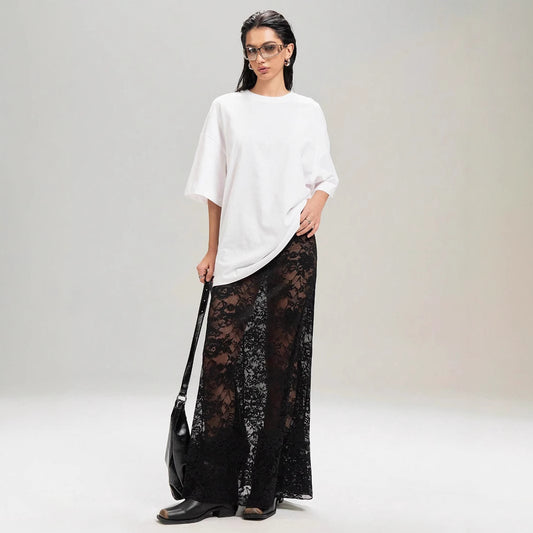 Slim-fit Sheath Street Fashion High Waist Lace Skirt