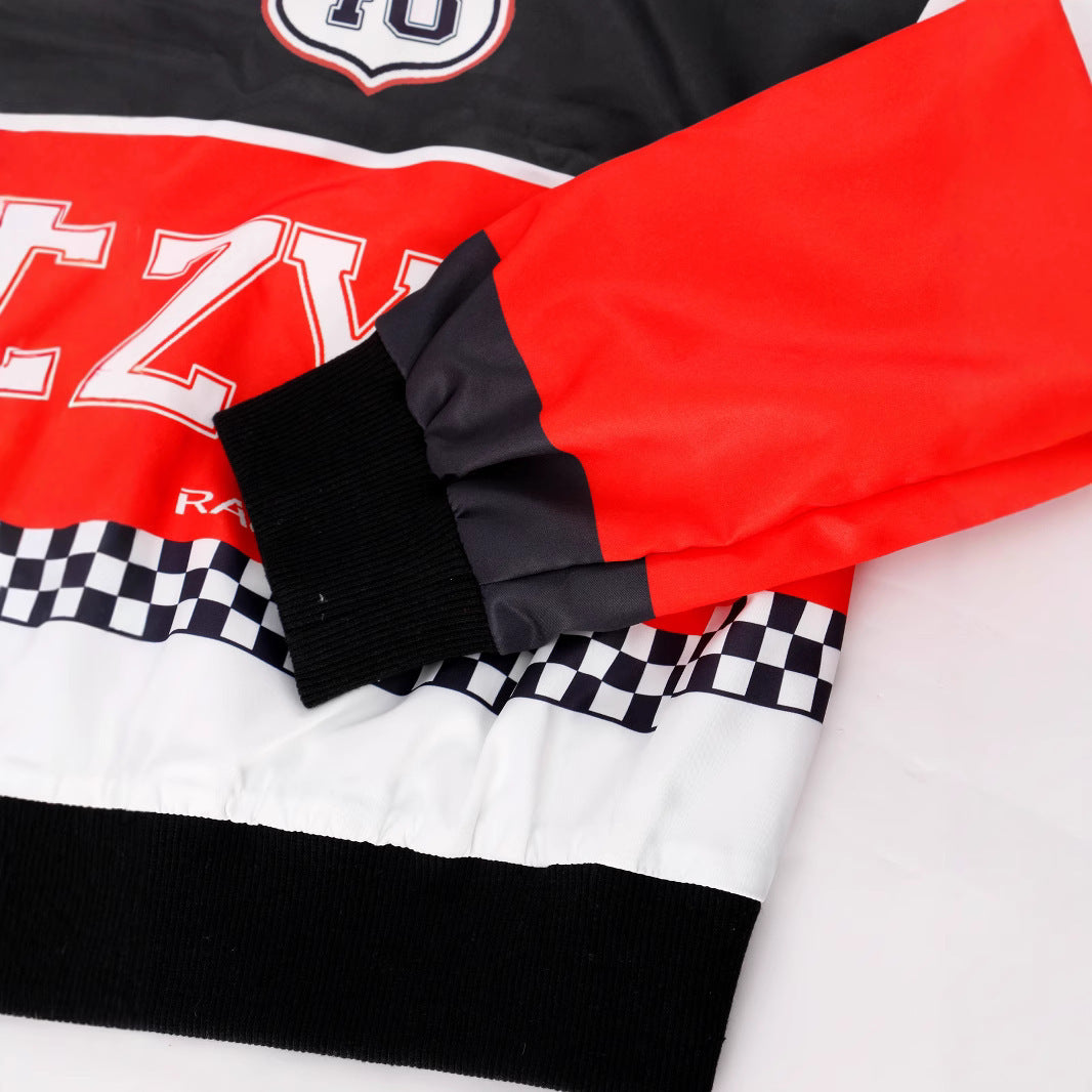 Women's Loose Fashion Short Letters Casual Zipper Jacket Coat