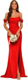 Off-the-shoulder Satin Bridesmaid Corset Ball Gown