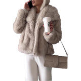 Gradient Dyed Pointed Lapel Long Sleeve Artificial Fur Coat
