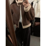Retro Stand Collar Short One-piece Coat Women's Winter New Fur Lamb Wool