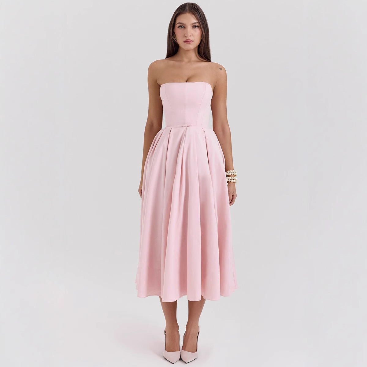 Summer Outfit High-end Fishbone Bustier Pure Desire Style Hot Girl Bodycon Backless Midi Dress