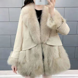 Faux Fur Mid-length Fox Fur Padded Coat