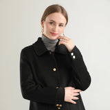 Autumn And Winter New Polo Collar Solid Color Coat For Women