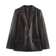 Fashion Temperament Women's Straight Leather Effect Blazer