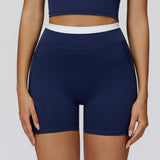 Thread High Waist Tight Nude Feel Contrast Color Yoga Shorts