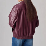 Loose-fitting Long Sleeves Leather Jacket Coat