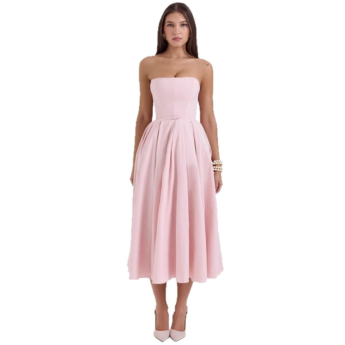 Summer Outfit High-end Fishbone Bustier Pure Desire Style Hot Girl Bodycon Backless Midi Dress