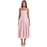 Summer Outfit High-end Fishbone Bustier Pure Desire Style Hot Girl Bodycon Backless Midi Dress