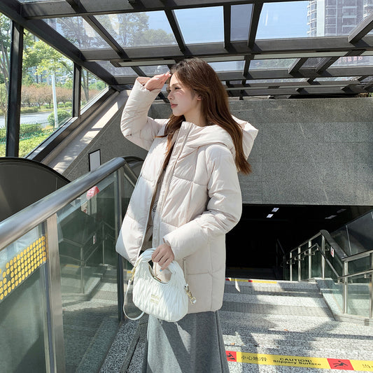 Winter New Loose Mid-length Down Thickened Cotton Coat For Women