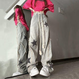 Retro Star Jeans Women's Straight Wide-leg Pants