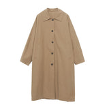 Simple Temperament Lapel Loose Long Trench Coat
