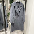 Gray Double Breasted Slimming Woolen Coat Outerwear