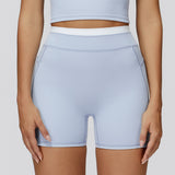 Thread High Waist Tight Nude Feel Contrast Color Yoga Shorts