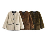 Women's Three-color Fur Plush Coat