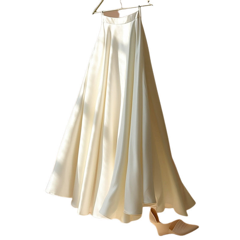 High Waist Drooping Slim-fit Small Light Luxury Satin Skirt
