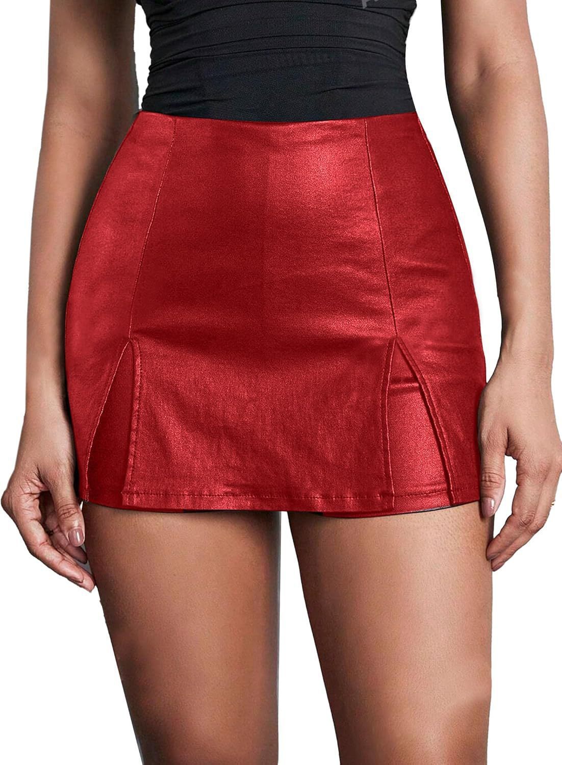 Ladies Low Waist Anti-exposure PU Leather Shorts