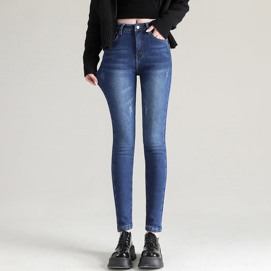 Fleece Padded Denim High Waist Tights