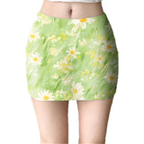 Small Floral High Waist Sheath Skirt Pure Sweet Girl Short Slim Fit