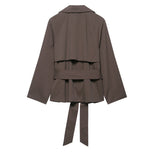 Fashion Design Lapel Belt Wind-breaker Coat