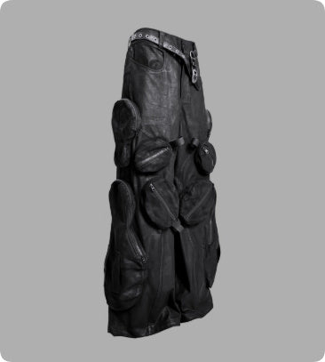 Black Loose-fitting Heavyweight Pure Cotton Cargo Pants With Multiple Pockets