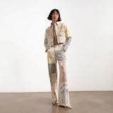 Retro Loose Printed Wide-leg Straight Women