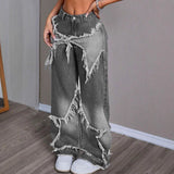 Retro Star Patchwork Heavy Wash Women's Jeans