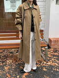 Simple Temperament Lapel Loose Long Trench Coat