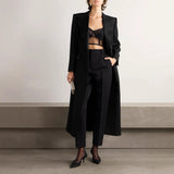 Double Breasted Slim Waist Long Slit Suit Skirt