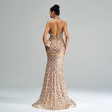 Halter Sequined Mermaid Evening Dress
