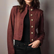 Women's Fashion Retro Long Sleeve Short Suede Jacket