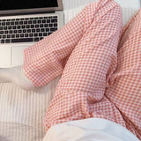 Color-block Dopamine Grid High-waisted Draped Wide-leg Pants Loose And Slimming Casual