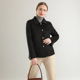 Autumn And Winter New Polo Collar Solid Color Coat For Women